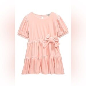 NWT Habitual Girl Kids' Smocked Tiered Velour Dress in Pink